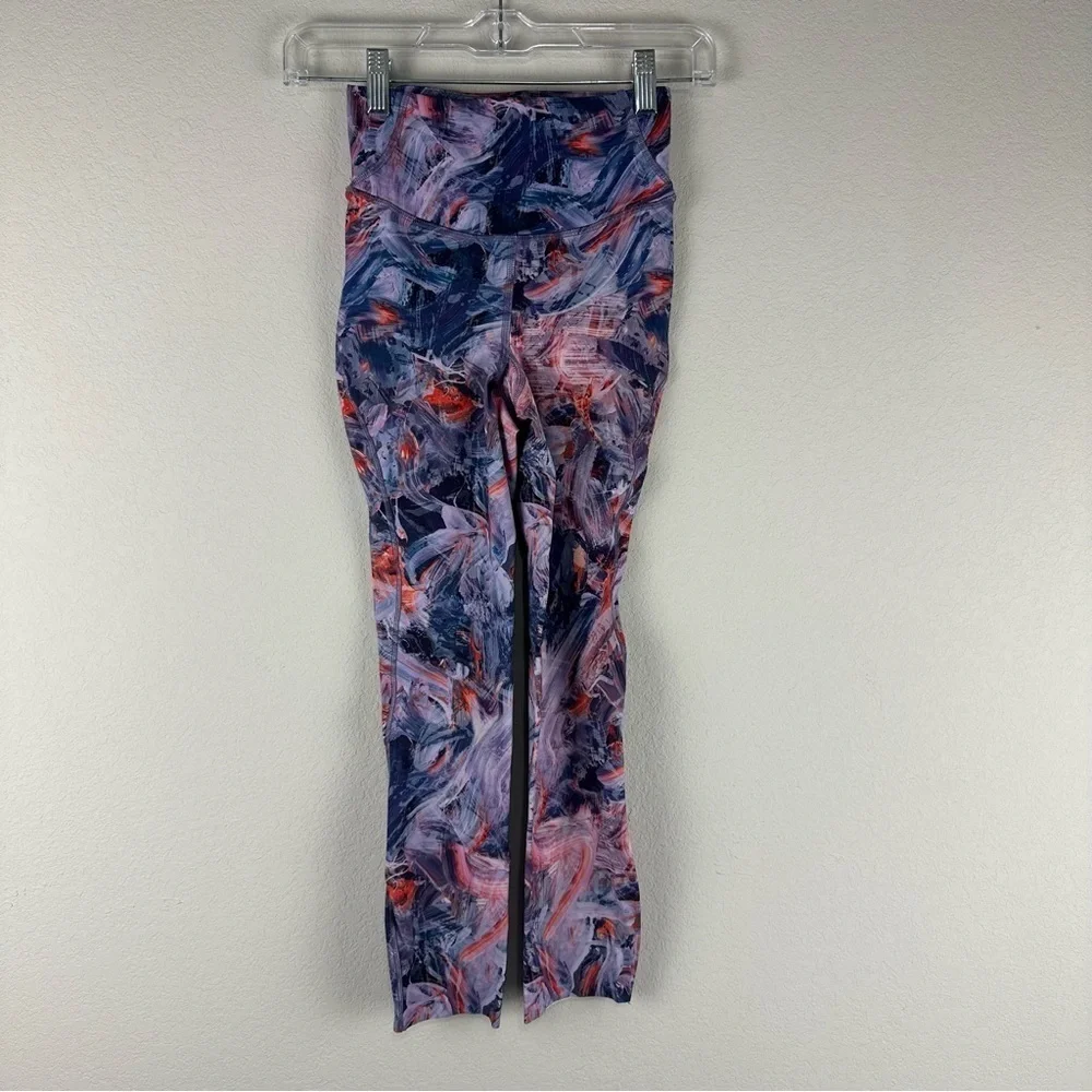 Lululemon Atmostpheric Purple Orange Base Pace Brushed Nulux Crop Leggings 0